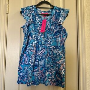 NWT Lilly Pulitzer Amalfi Blue Golda Top - SIZE MEDIUM